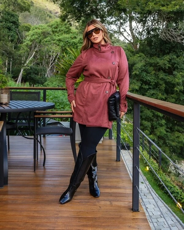 pre venda casaco longo suede mr fr