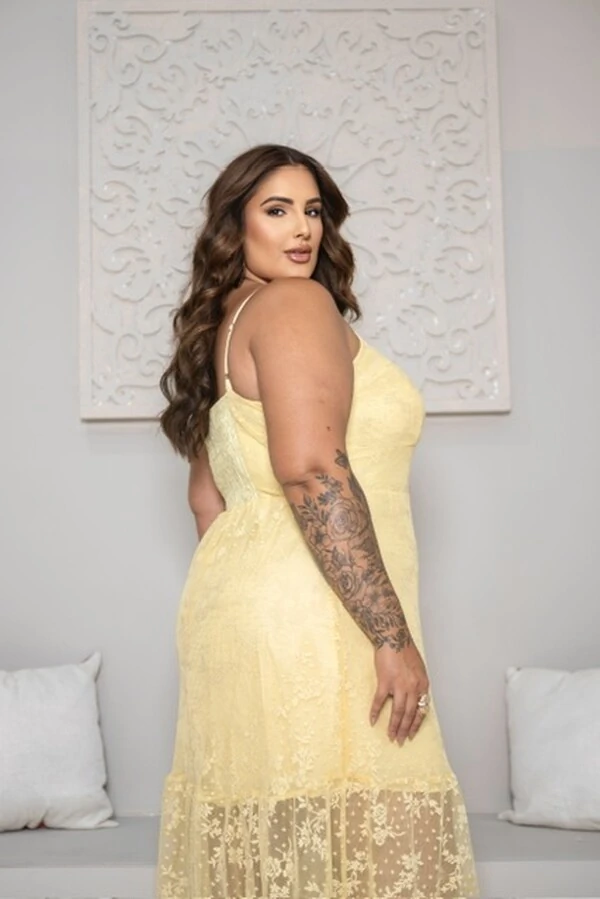 Vestido longo renda com peplum divas