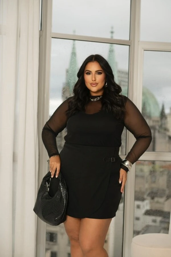 PRE VENDA blusa tule manga longa poliamida divas