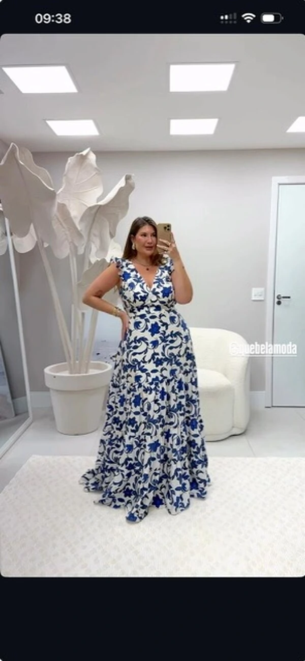 vestido longo amalfi estampado quebela