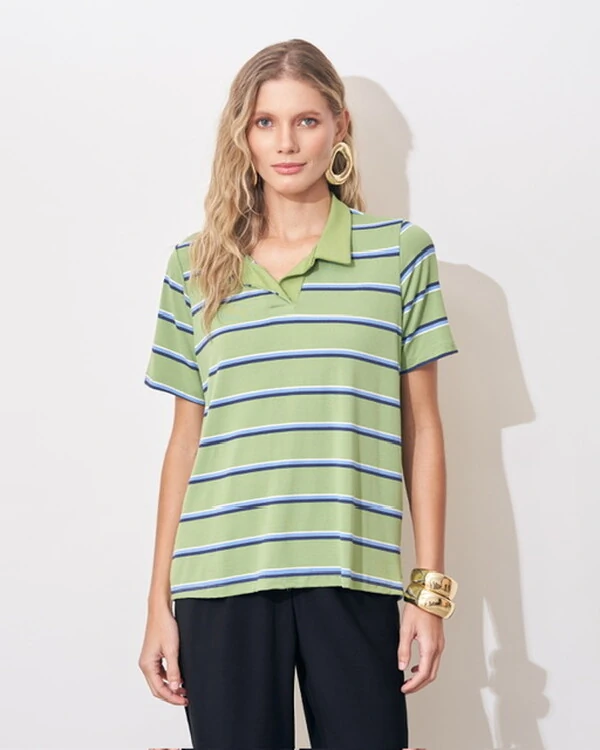 blusa polo listrada kayla