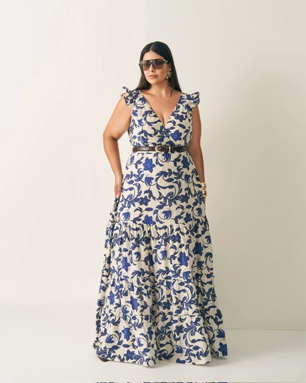 vestido longo amalfi estampado quebela
