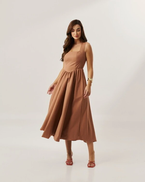 vestido colonial em tricoline com elastano e elastico costa quebela
