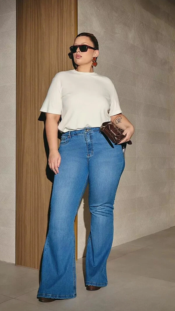 calca flare jeans blue izzat