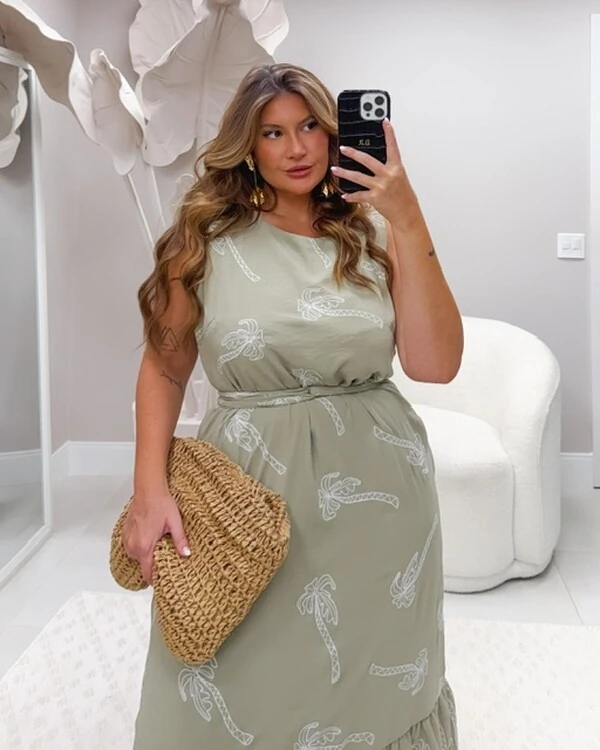 vestido amara estampa cey bordado line 100% poliester upper