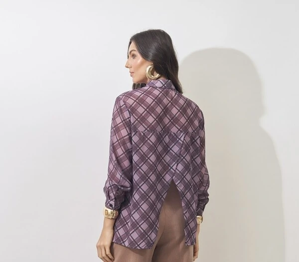 camisa linda crepe xadrez kayla