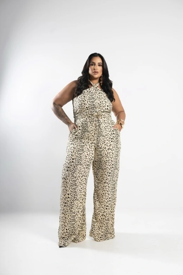 pre venda calca reta crepe italy animal print sutileza milan