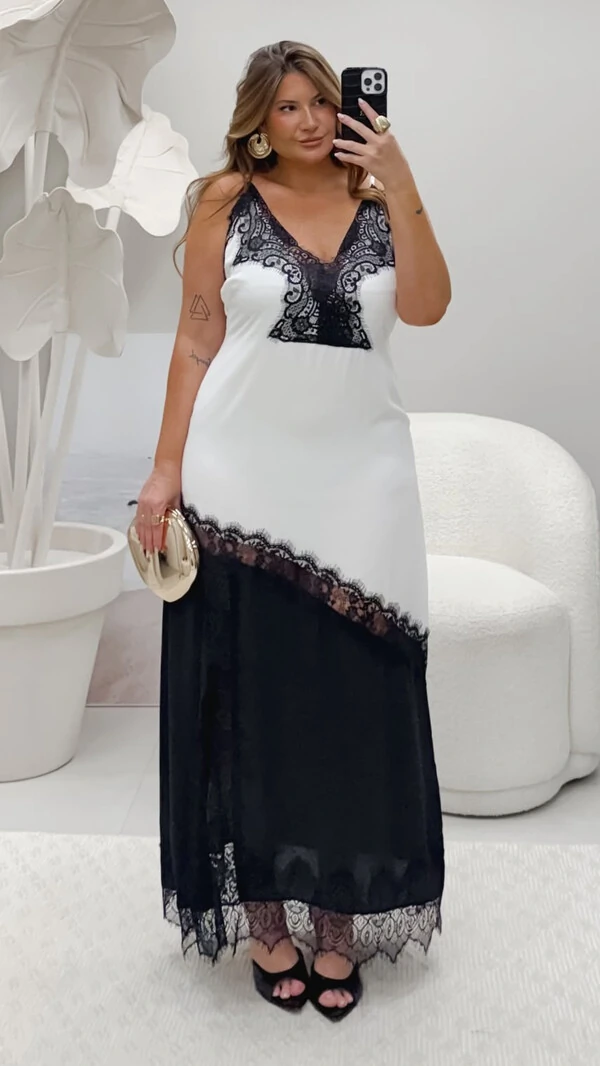 vestido crepe bicolor lingerie burleh hotpink