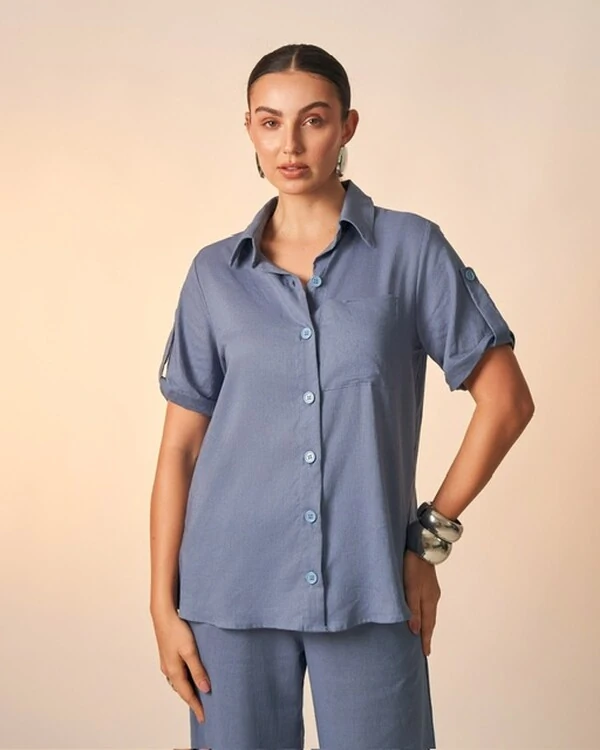 camisa nalu viscose e linho kayla