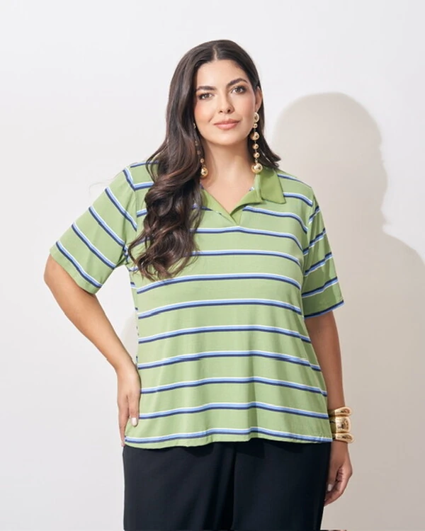 blusa polo listrada kayla