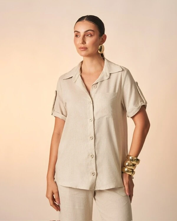 camisa nalu viscose e linho kayla