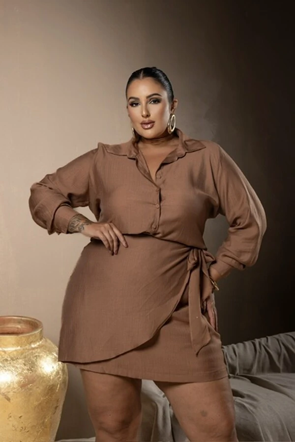 pre venda conjunto camisa com sai amarracao divas