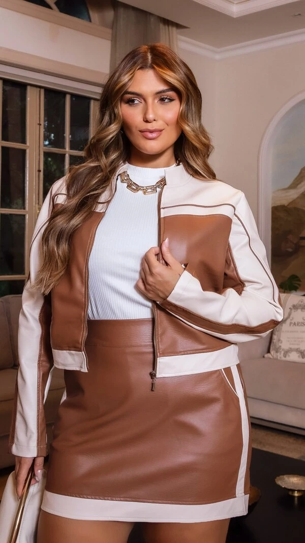 PRE VENDA conjunto bicolor couro mr fr