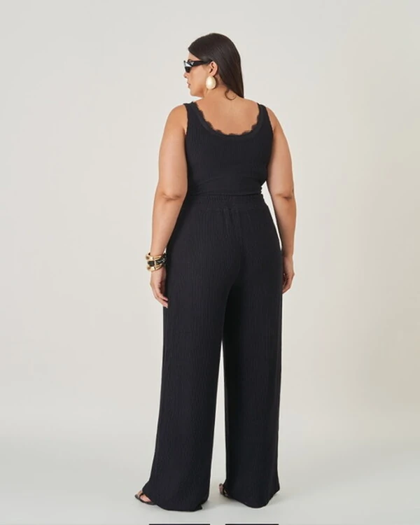 regata malha kayla com renda e botao