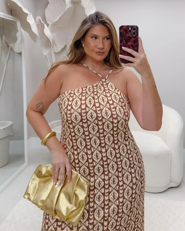 Pre venda vestido estampa geometric duas