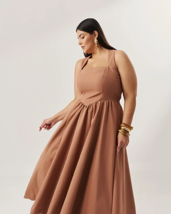 vestido colonial em tricoline com elastano e elastico costa quebela
