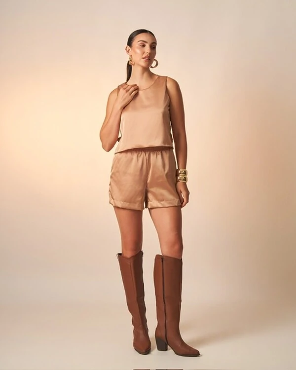 shorts acetinado poliester melissa kayla