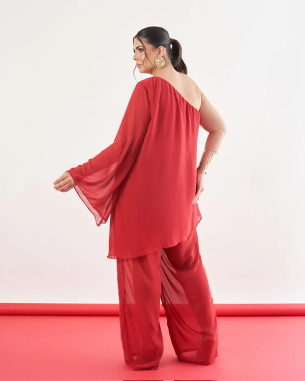 Blusa sheron crepe um ombro kayla