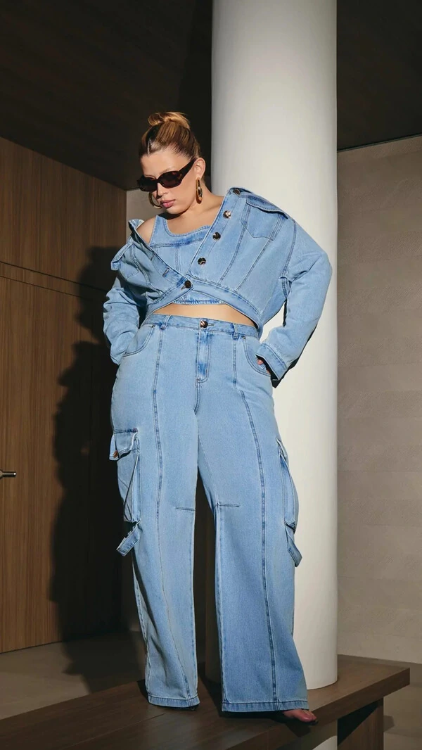 calca cargo blue jeans izzat