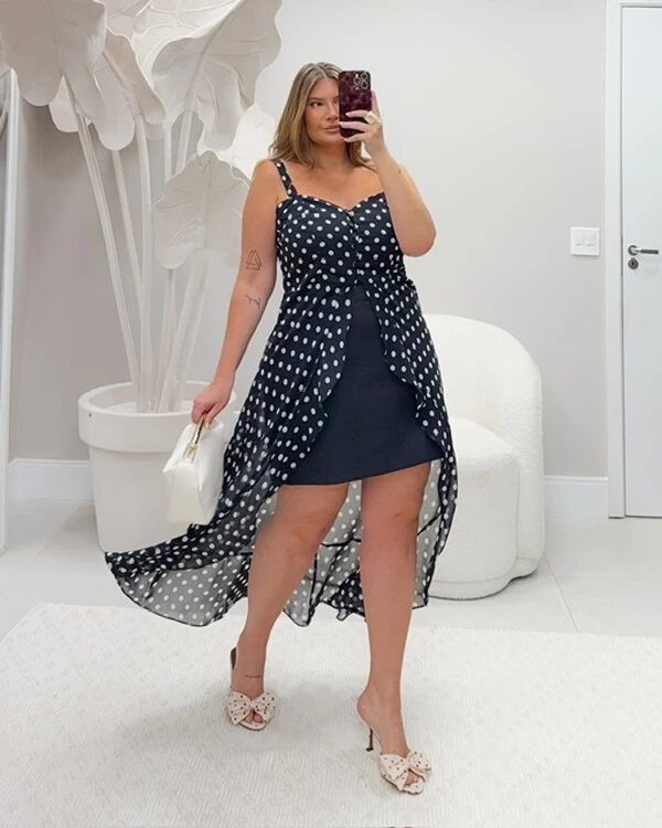 pre venda blusa boho mullet de poa crepe fluido bellah