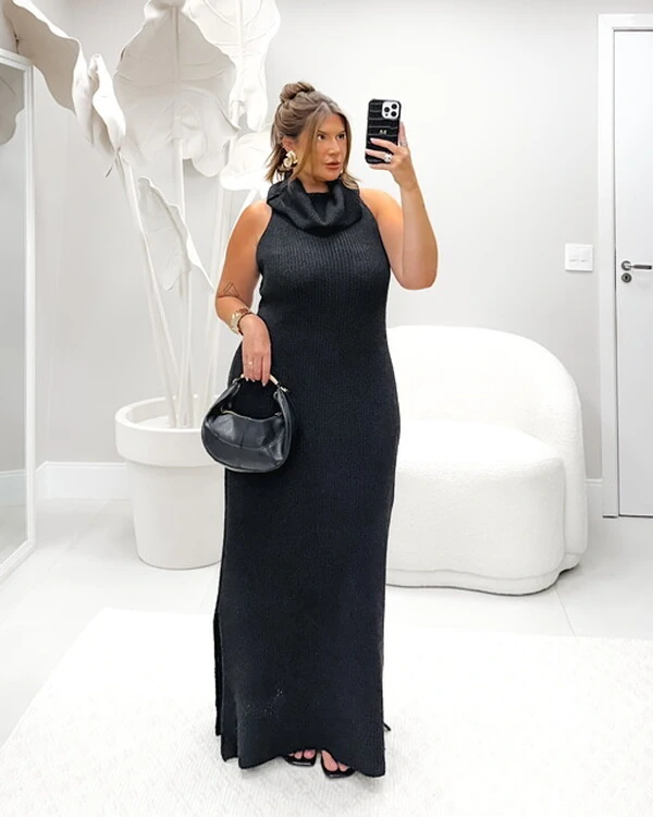 Vestido longo tricot modal paris planet