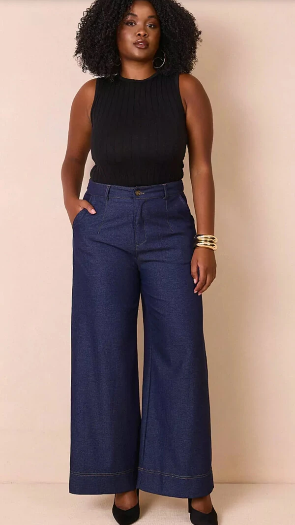 calca reta sarjada prespontada provador