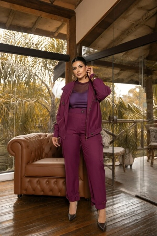 pre venda conjunto jaqueta + calca cargo season divas sensoriale