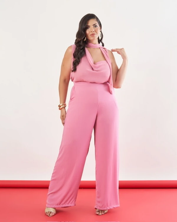 Calca ariele longo chiffon crepe e shorts forro kayla