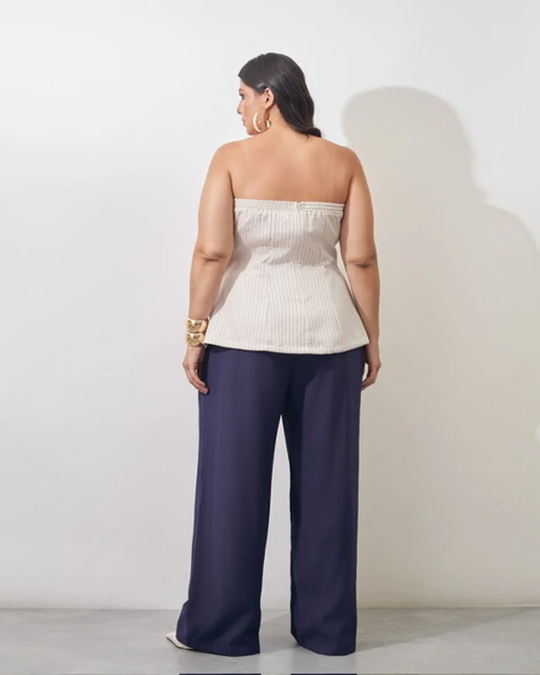 blusa tomara que caia alfaiataria risca de giz kayla