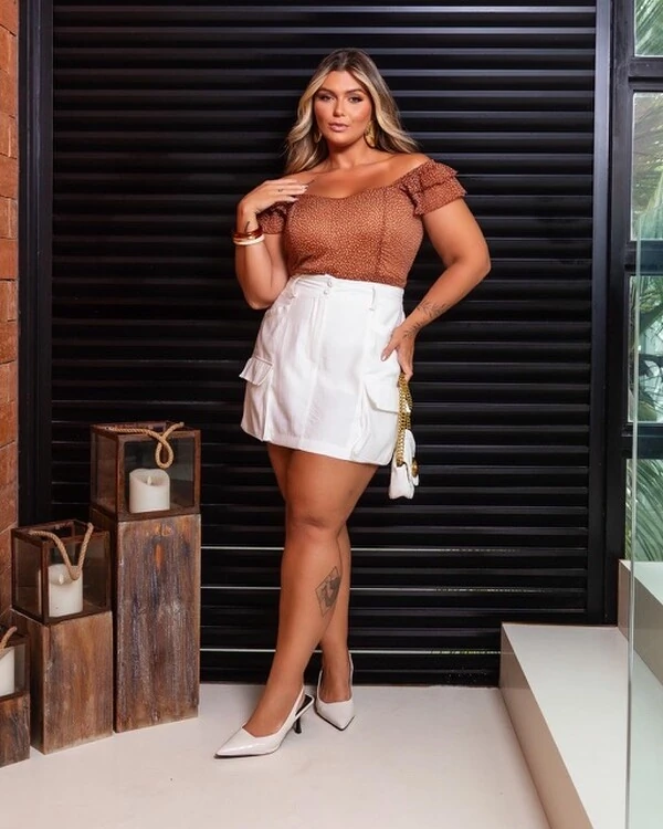 Pre venda saia shorts cargo viscose sarjado mr fr