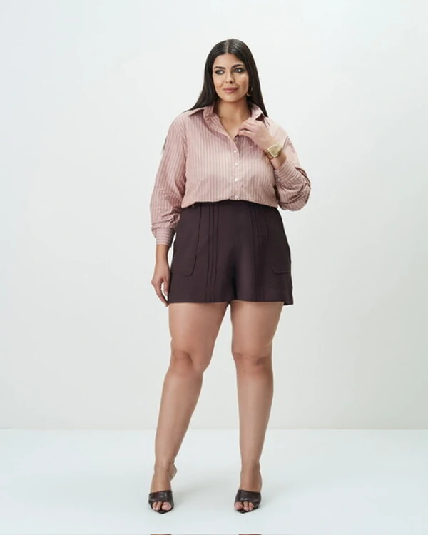 camisa listrada tricoline quebela