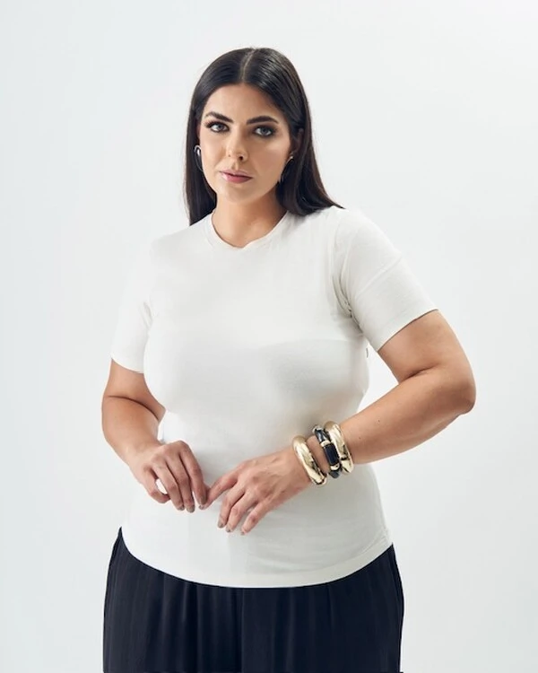 blusa t shirt baby look algodao quebela