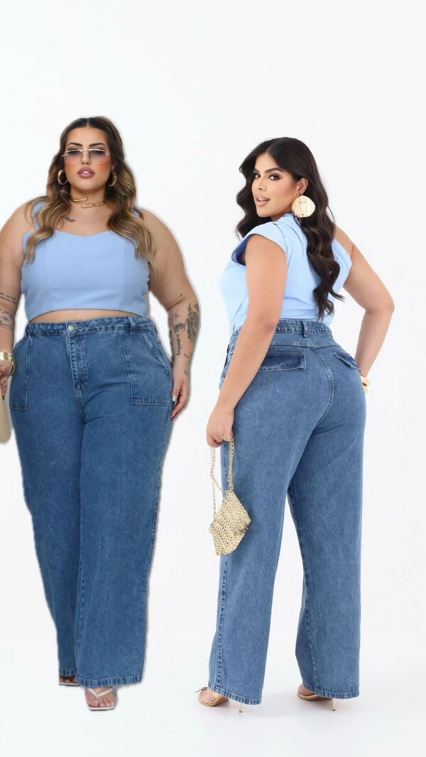 calca jeans reta street blue medio