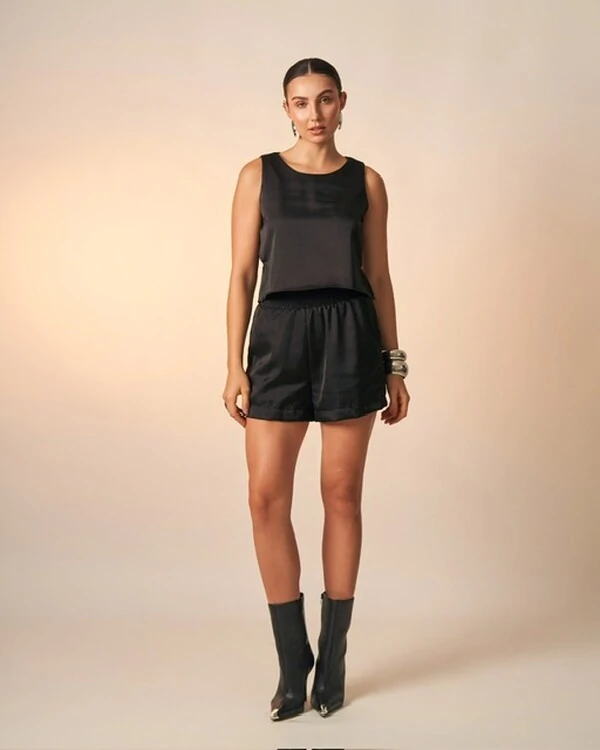 shorts acetinado poliester melissa kayla