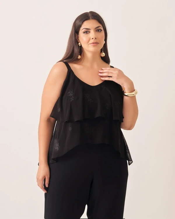 Blusa regata jabour cibele crepe kayla