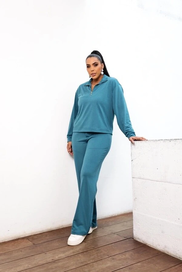 calca reta soft moletinho com amarracao frontal upper