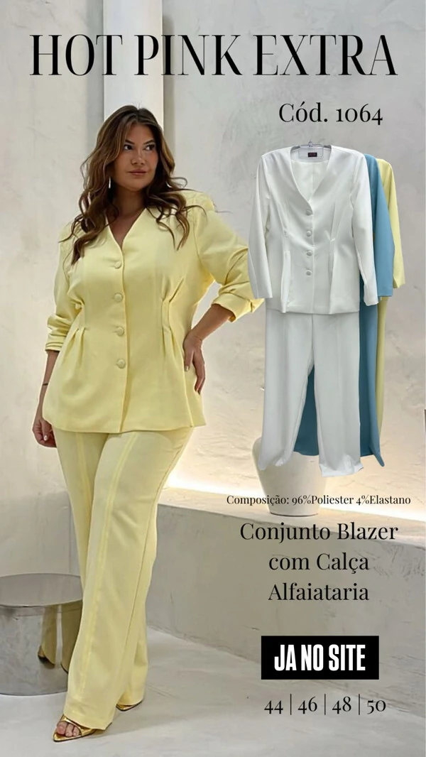 conjunto blazer botoes e calca classic alfaiataria hotpink