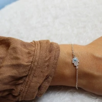Pulseira Mão de Hamsa Prata