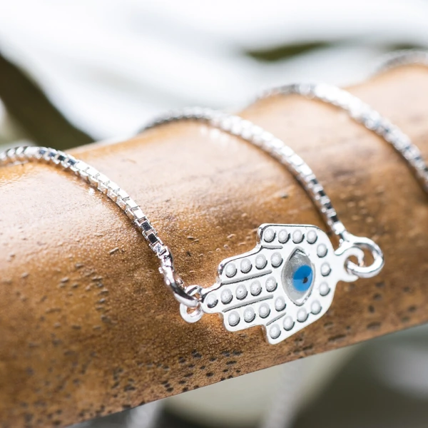 Pulseira Mão de Hamsa Prata