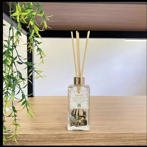 Difusor Aromático de Vidro com Pedras Naturais