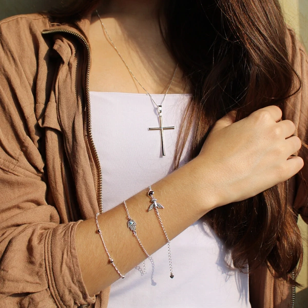 Pulseira Mão de Hamsa Prata