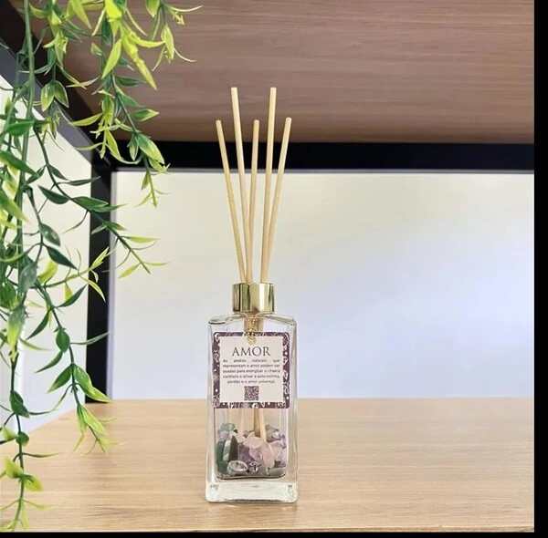 Difusor Aromático de Vidro com Pedras Naturais
