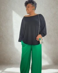 Pijama Feminino Homewear Preguistê Multifuncional Ocasional Inspiracao Preto e Verde Bandeira