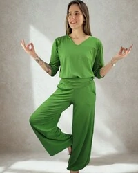 Calça Wide Leg Pijama Homewear Versátil (Monte seu Preguistê)
