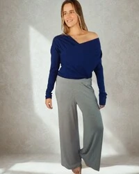 Calça Wide Leg Pijama Homewear Versátil (Monte seu Preguistê)