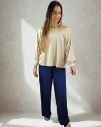 Calça Wide Leg Pijama Homewear Versátil (Monte seu Preguistê)