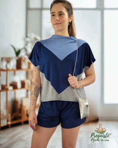 FotoPijama Feminino Homewear Preguistê Multifuncional Ocasional Inove Marinho e Mescla
