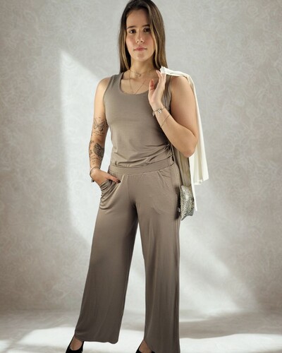 Foto Calça Wide Leg Pijama Homewear Versátil (Monte seu Preguistê)