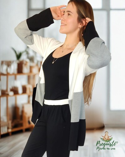 FotoPijama Feminino Homewear Preguistê Multifuncional Nuances Off Preto e Mescla