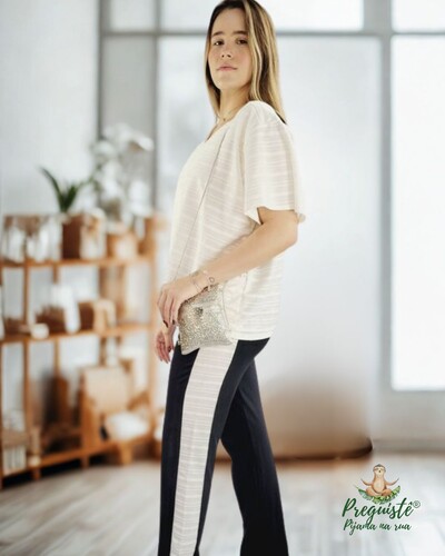 FotoPijama Feminino Homewear Preguistê Multifuncional Ocasional Bohô Branco e Preto